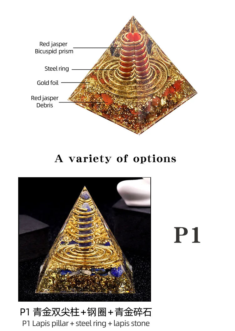 Crystal Stone Energy Pyramid Ornament