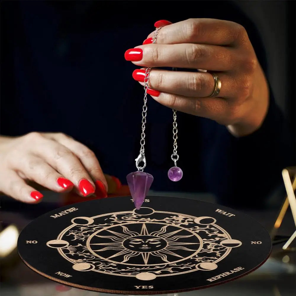 New Wooden Pendulum Board Star Pendulum Board Dowsing Divination Board Energy Carven Plate Healing Meditation Board Ornaments