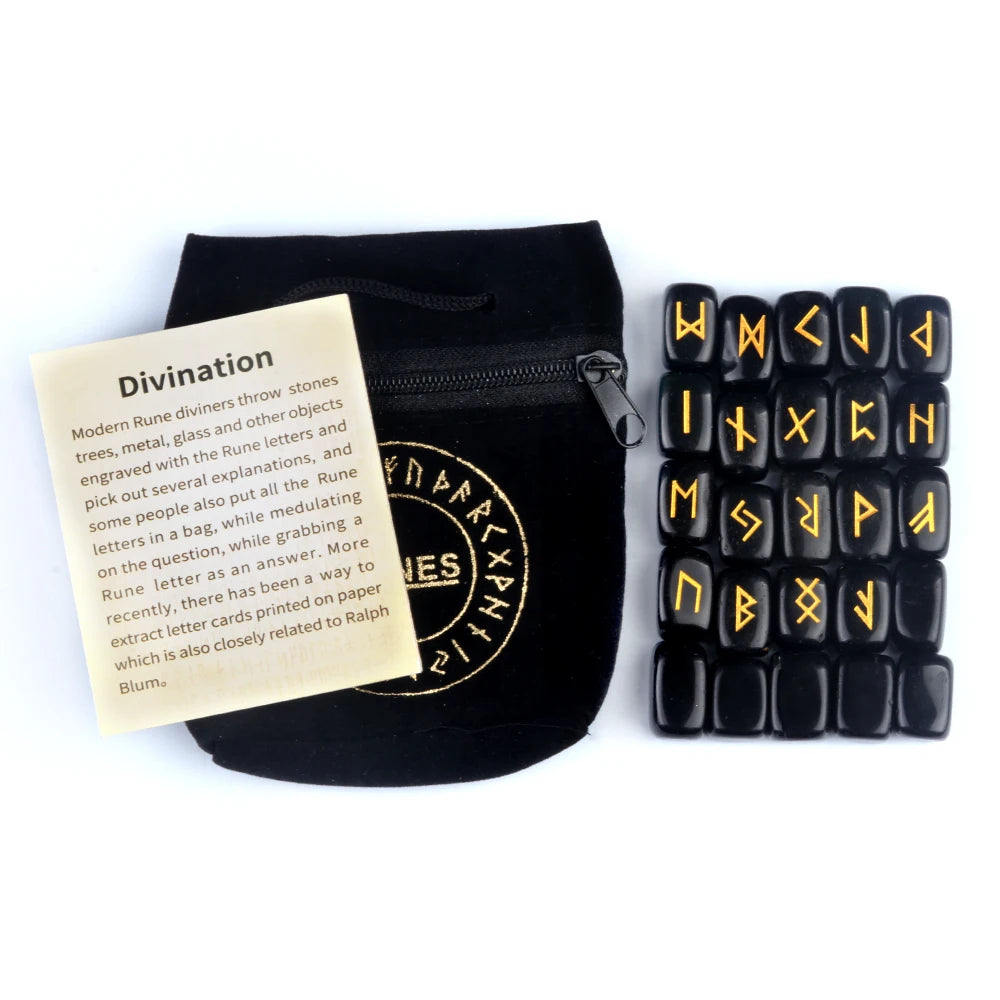25pcs/set Natural Rune Stones Energy Stones For Divination Irregular Fortune-telling Rune Engraved Healing Stones