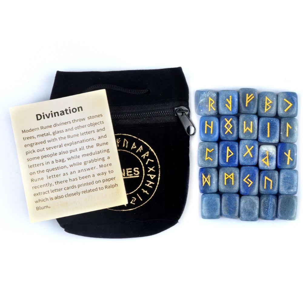 25pcs/set Natural Rune Stones Energy Stones For Divination Irregular Fortune-telling Rune Engraved Healing Stones