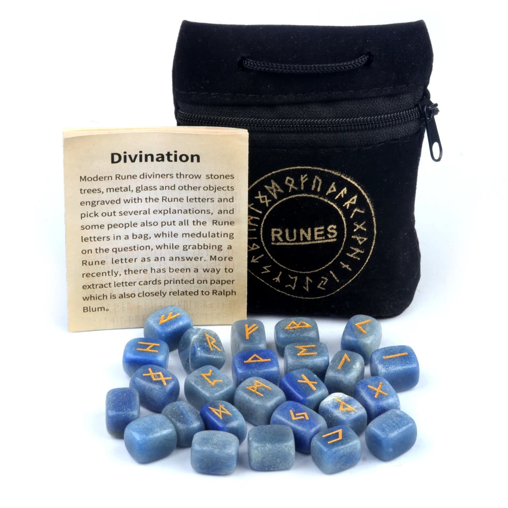 25pcs/set Natural Rune Stones Energy Stones For Divination Irregular Fortune-telling Rune Engraved Healing Stones