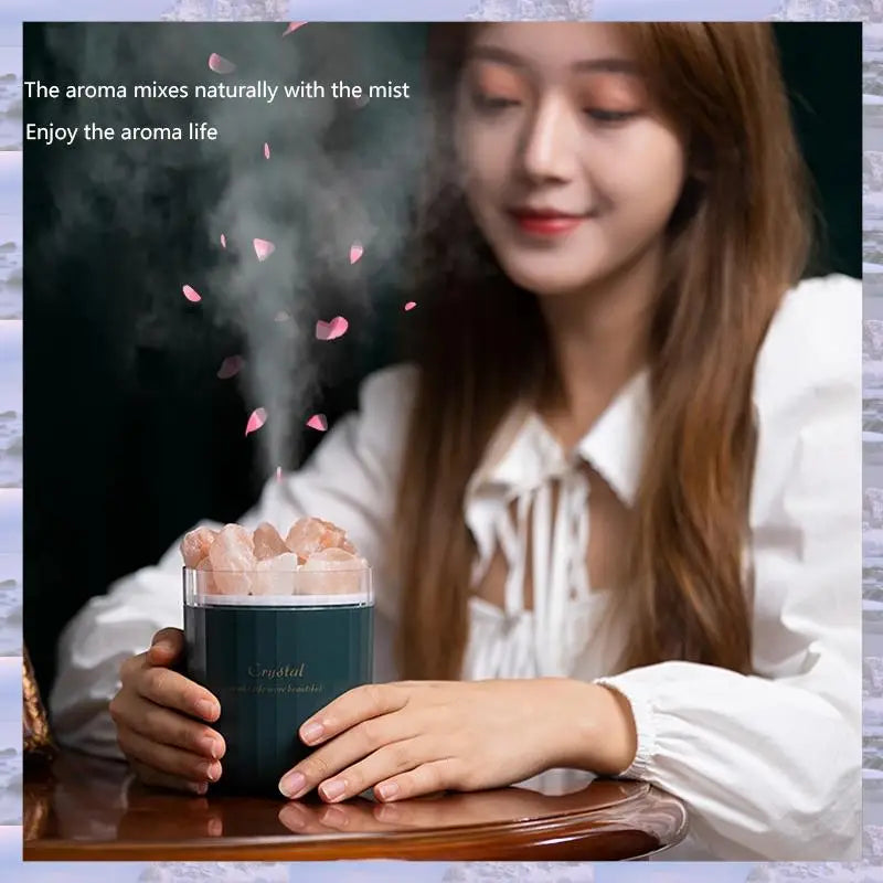 2025-Crystal Aromatherapy Air Humidifier With Atmosphere Lamp Home Portable USB Aroma Essential Oil Diffuser