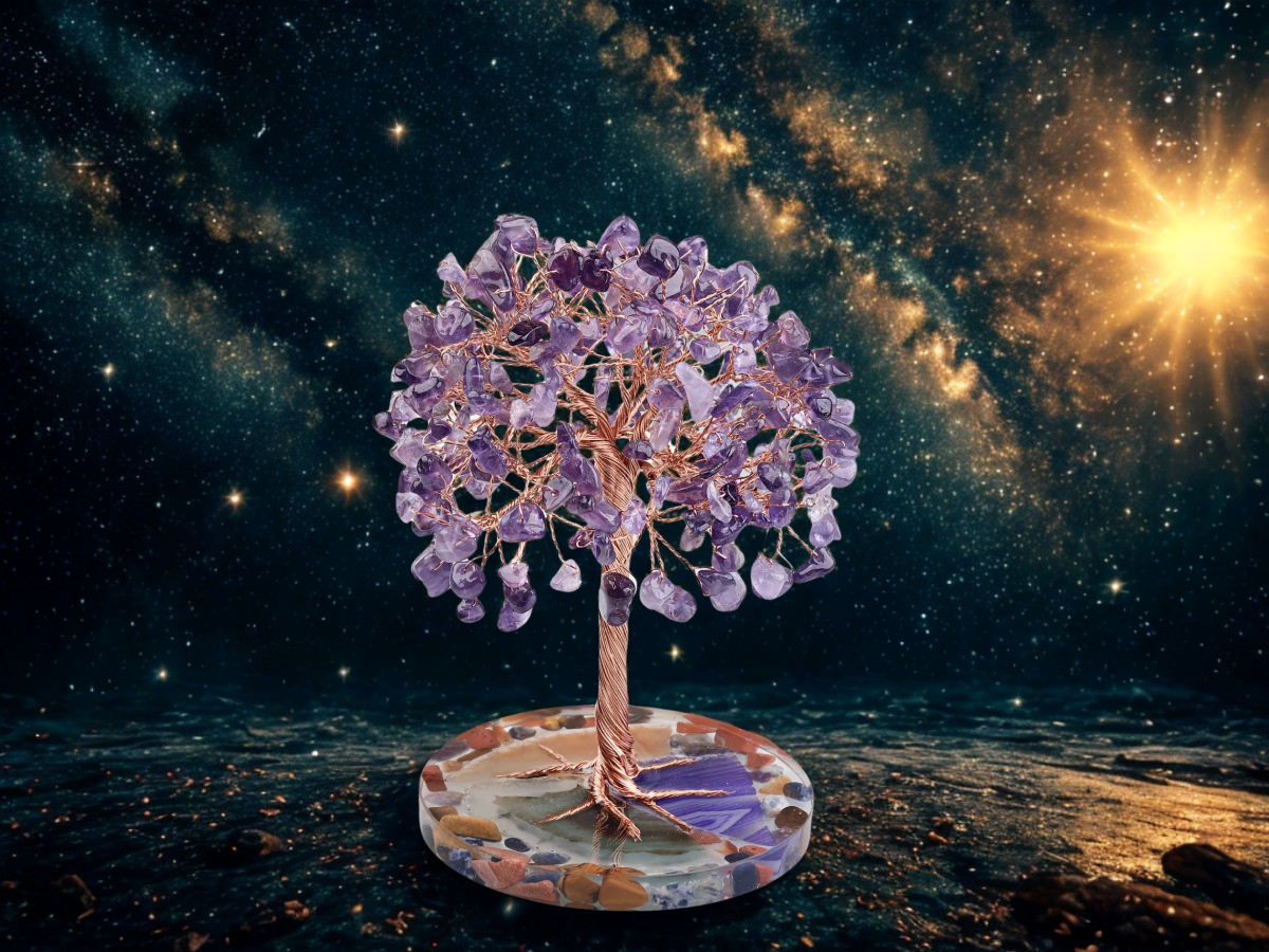 Feng Shui Crystal Money Tree with Agate Base - Attract Wealth & Prosperity