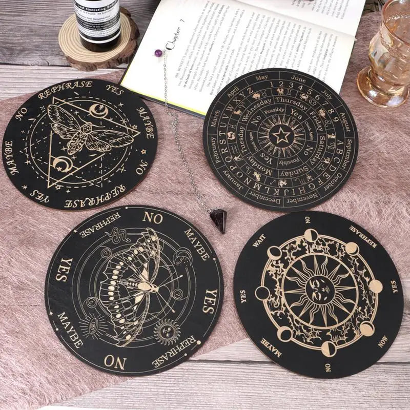 New Wooden Pendulum Board Star Pendulum Board Dowsing Divination Board Energy Carven Plate Healing Meditation Board Ornaments