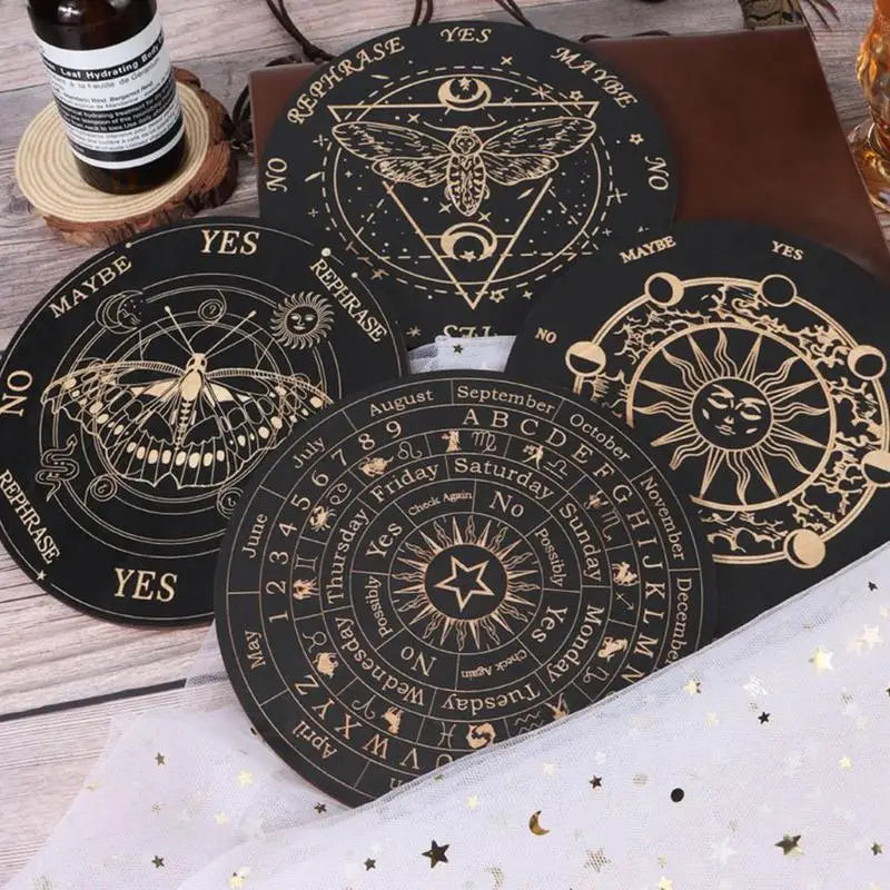 New Wooden Pendulum Board Star Pendulum Board Dowsing Divination Board Energy Carven Plate Healing Meditation Board Ornaments