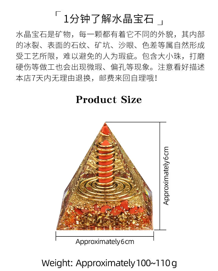 Crystal Stone Energy Pyramid Ornament