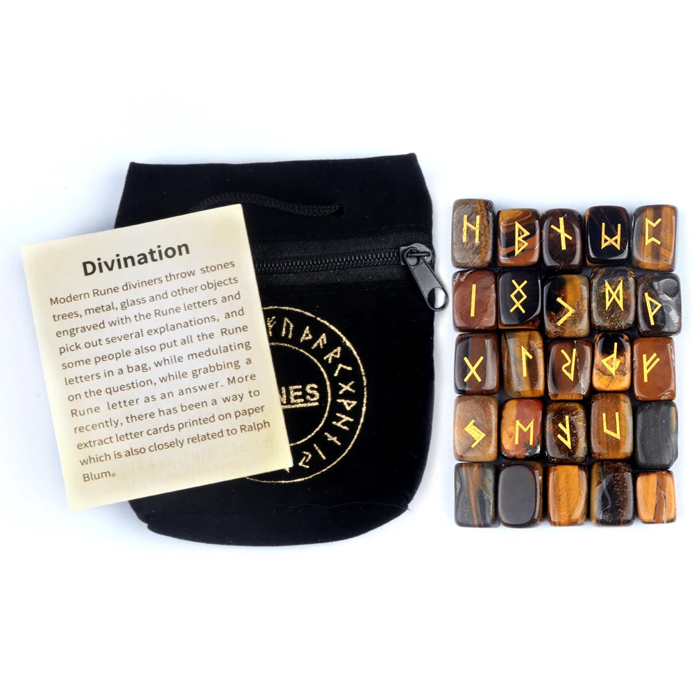 25pcs/set Natural Rune Stones Energy Stones For Divination Irregular Fortune-telling Rune Engraved Healing Stones