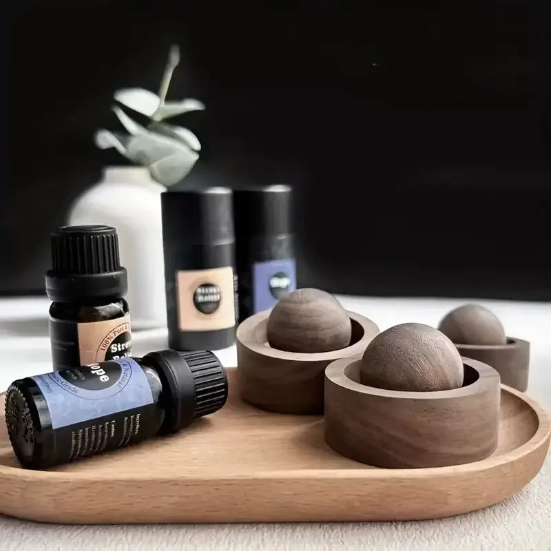 Natural Wooden Spherical Diffusers incense burner Ideal for Bedroom Car Decor Bedroom Fragrance Essential Oil Diffuser