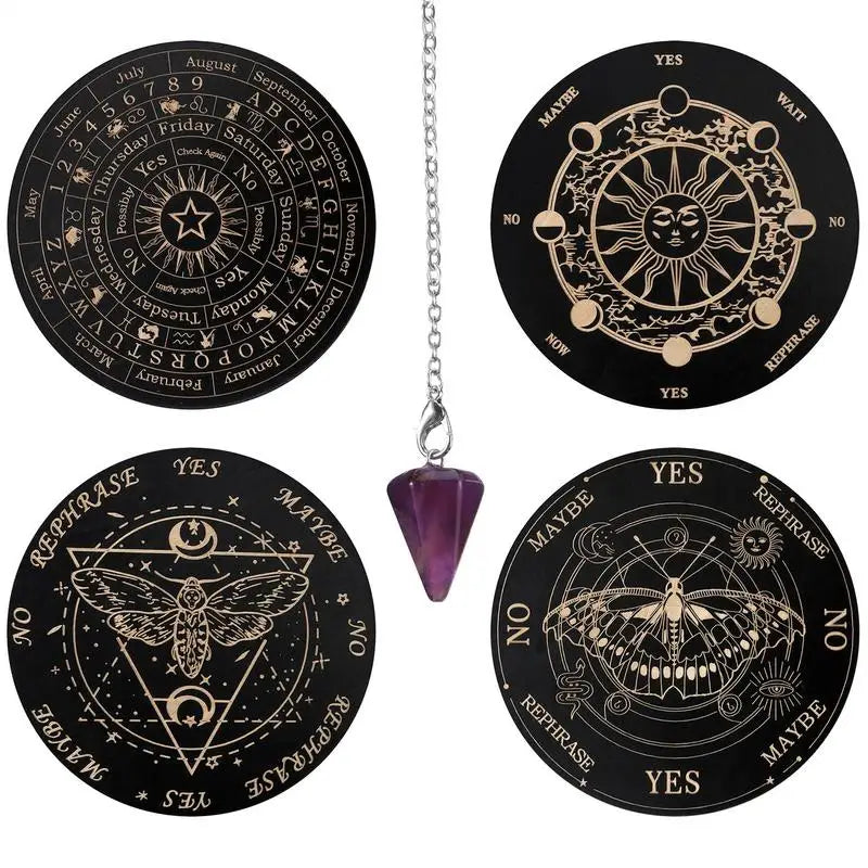 New Wooden Pendulum Board Star Pendulum Board Dowsing Divination Board Energy Carven Plate Healing Meditation Board Ornaments