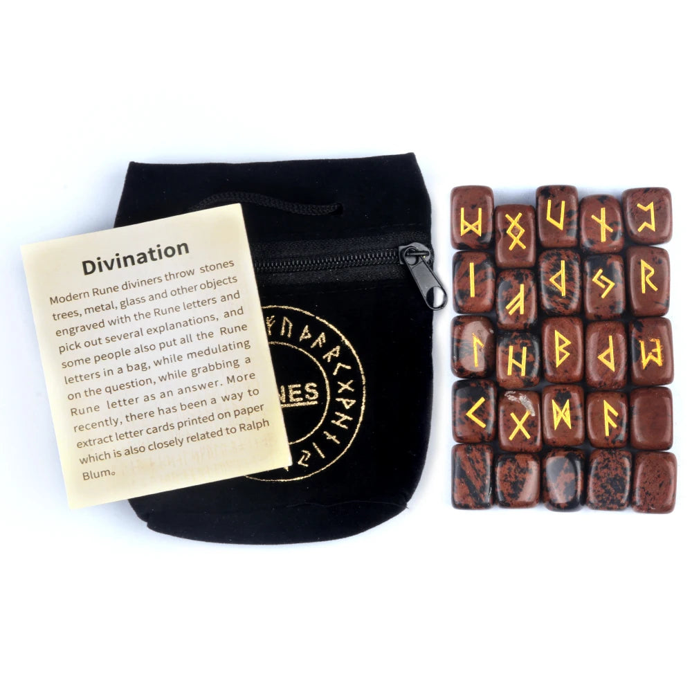 25pcs/set Natural Rune Stones Energy Stones For Divination Irregular Fortune-telling Rune Engraved Healing Stones