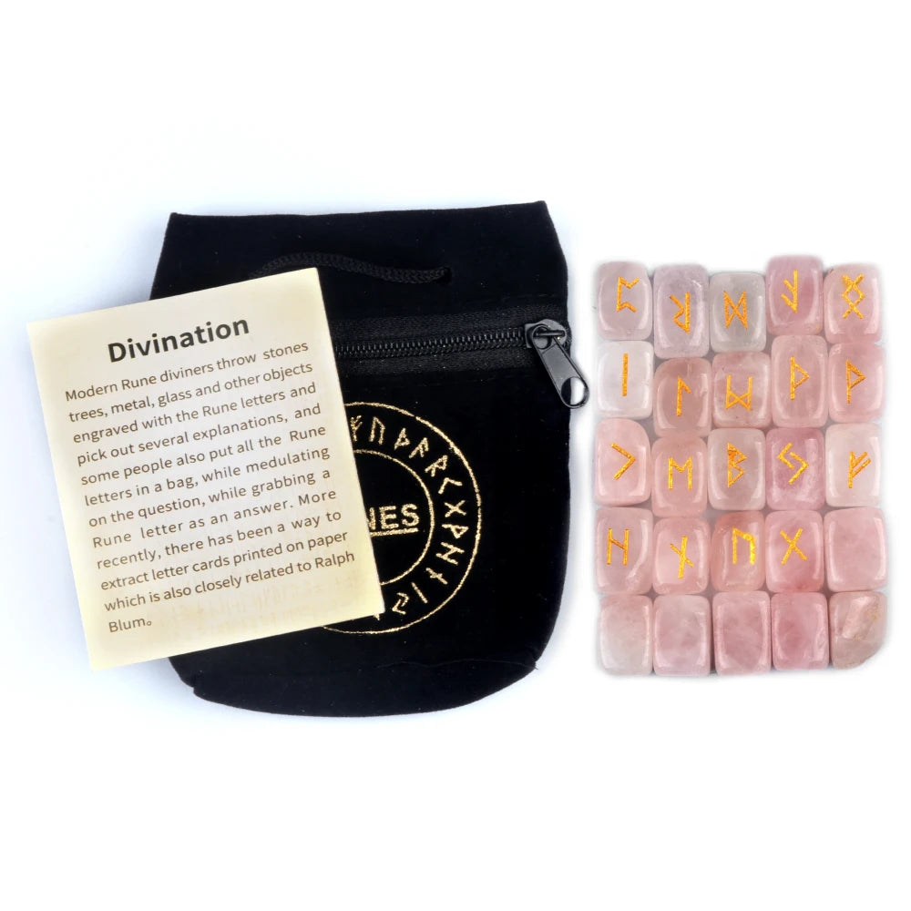 25pcs/set Natural Rune Stones Energy Stones For Divination Irregular Fortune-telling Rune Engraved Healing Stones
