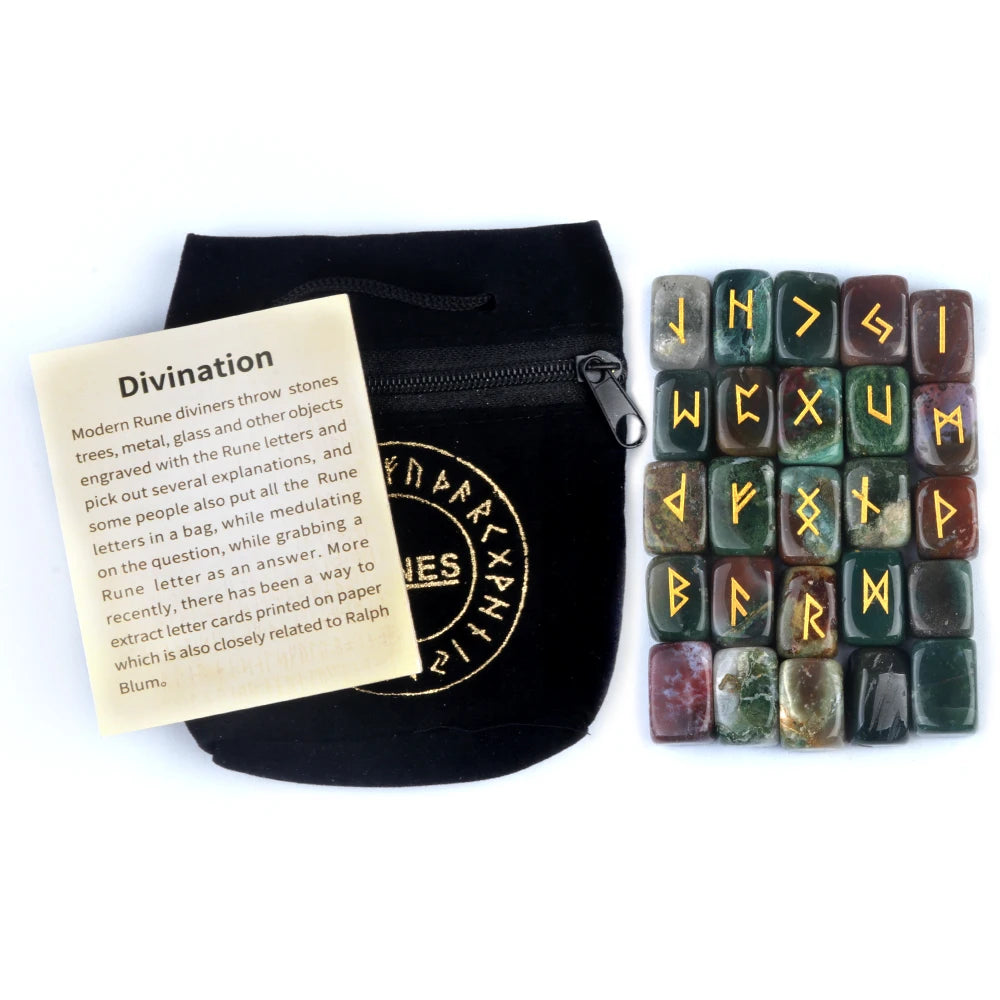 25pcs/set Natural Rune Stones Energy Stones For Divination Irregular Fortune-telling Rune Engraved Healing Stones