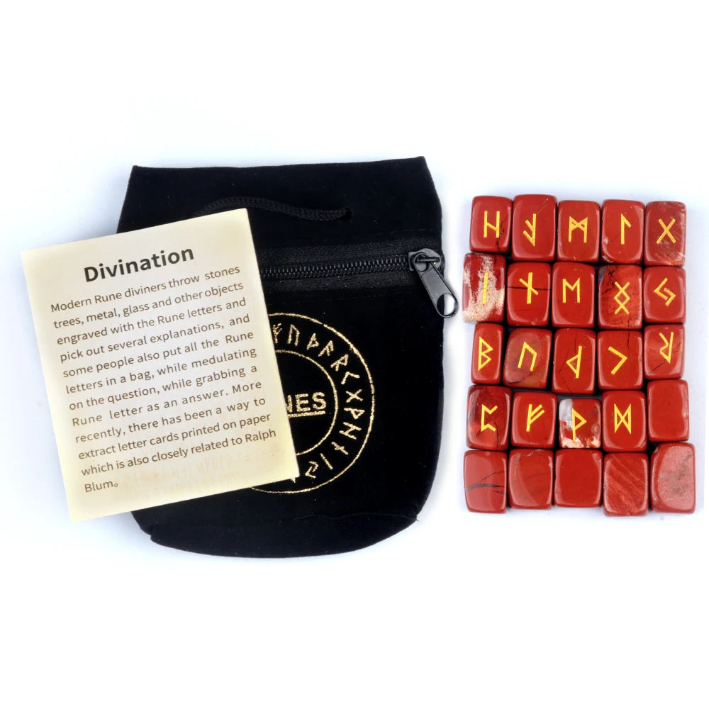 25pcs/set Natural Rune Stones Energy Stones For Divination Irregular Fortune-telling Rune Engraved Healing Stones