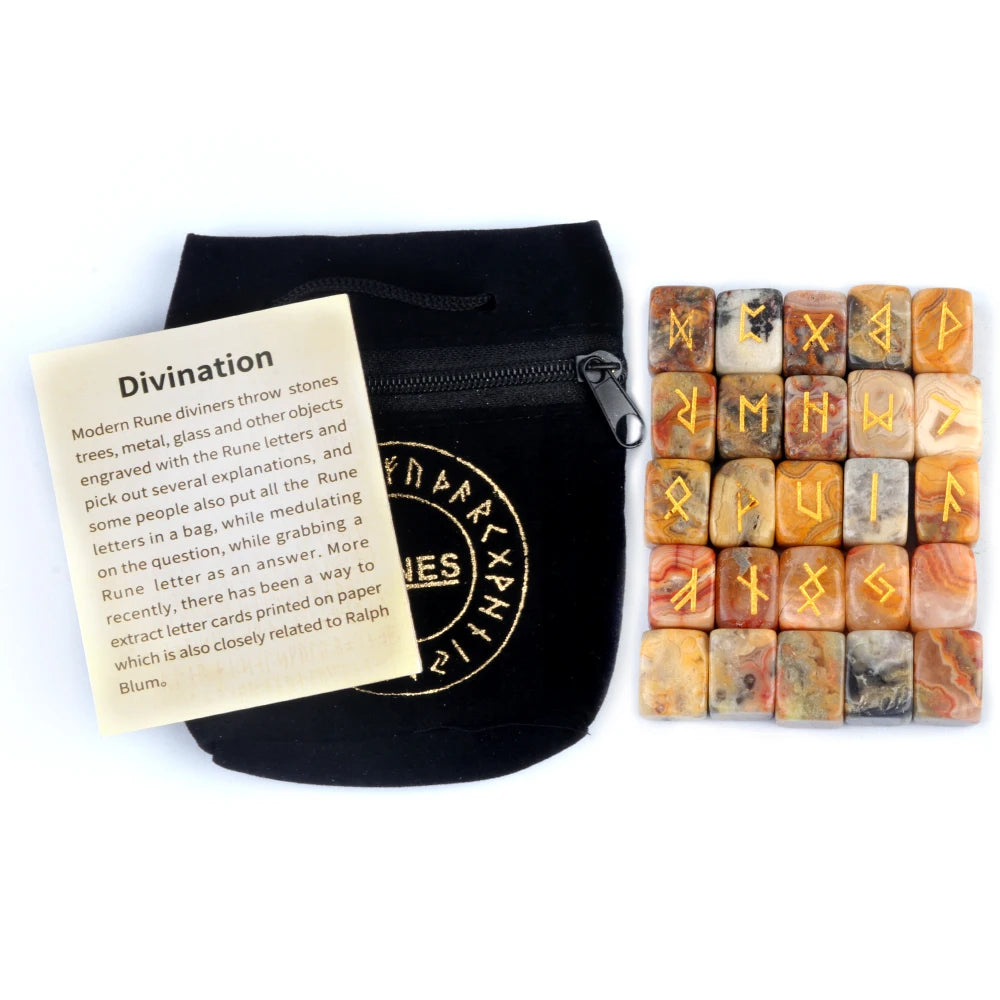 25pcs/set Natural Rune Stones Energy Stones For Divination Irregular Fortune-telling Rune Engraved Healing Stones