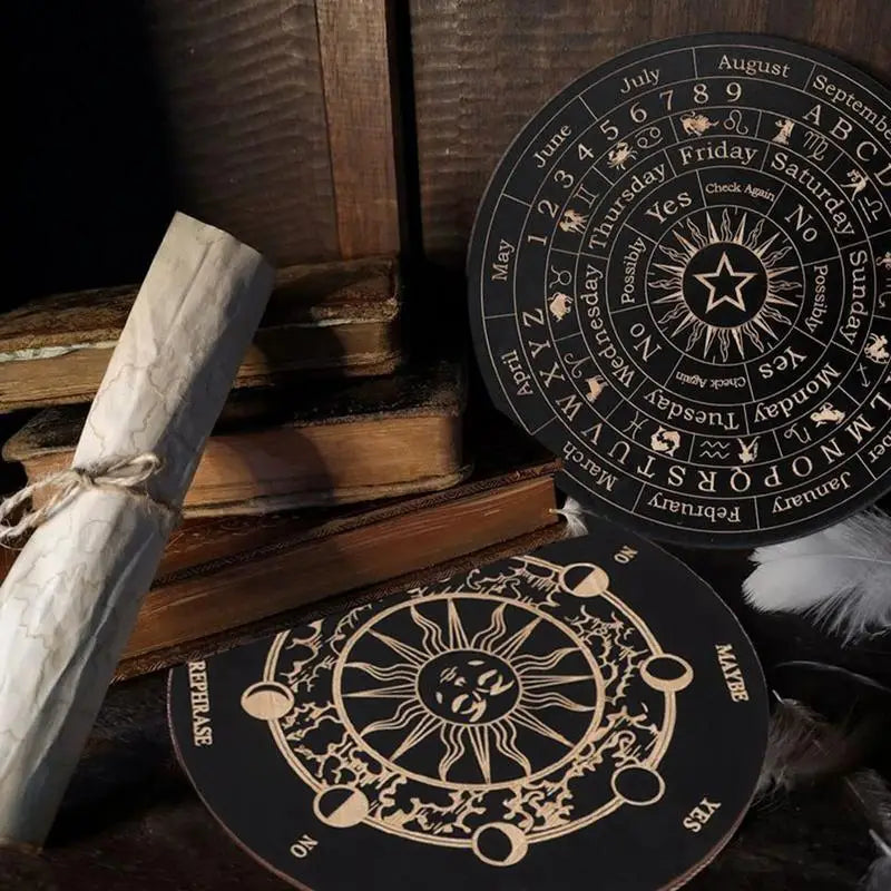 New Wooden Pendulum Board Star Pendulum Board Dowsing Divination Board Energy Carven Plate Healing Meditation Board Ornaments