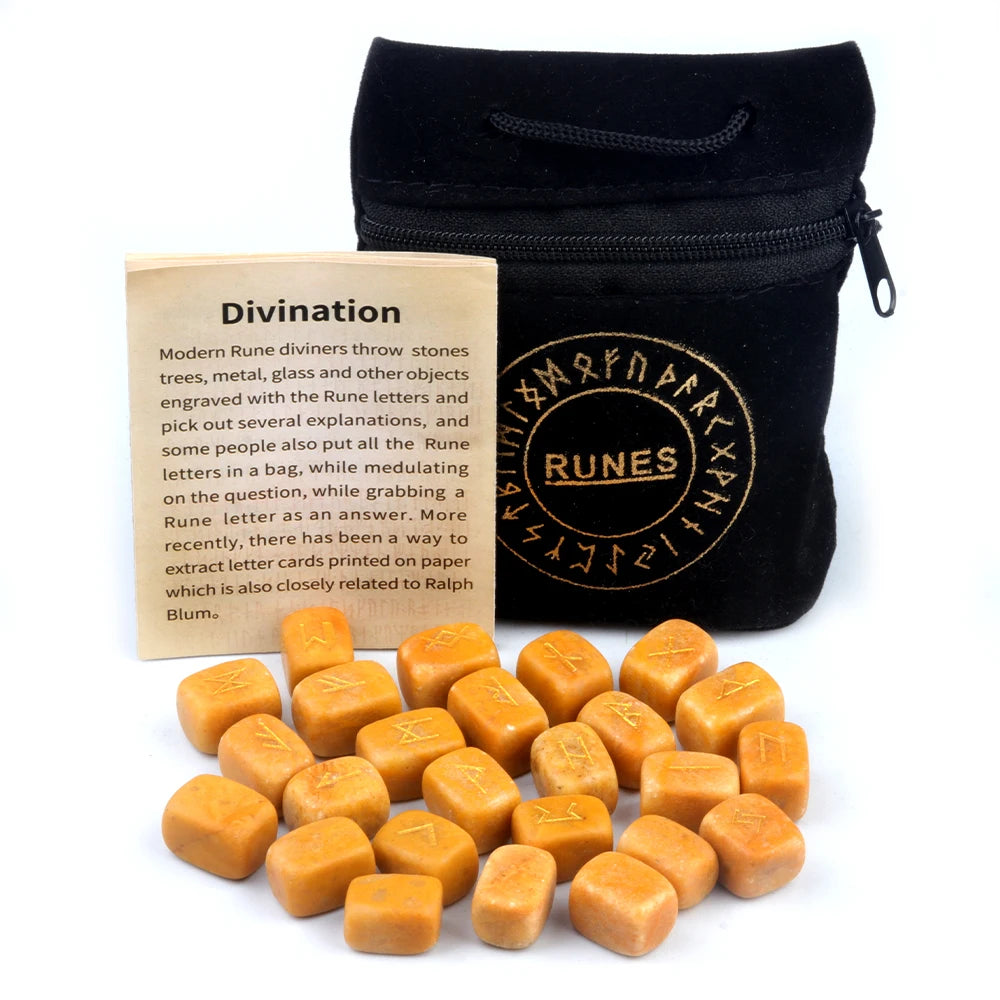 25pcs/set Natural Rune Stones Energy Stones For Divination Irregular Fortune-telling Rune Engraved Healing Stones