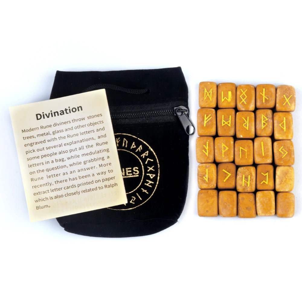 25pcs/set Natural Rune Stones Energy Stones For Divination Irregular Fortune-telling Rune Engraved Healing Stones