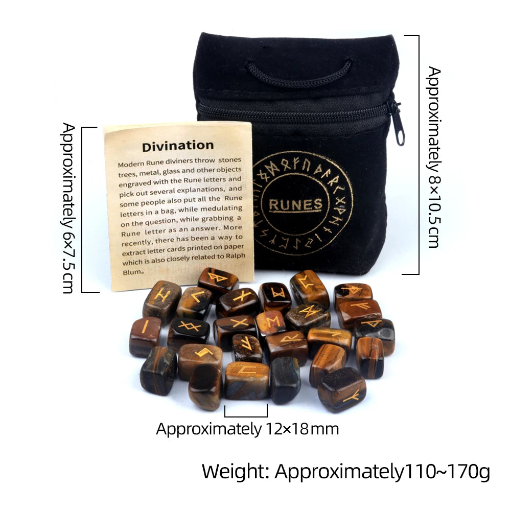 25pcs/set Natural Rune Stones Energy Stones For Divination Irregular Fortune-telling Rune Engraved Healing Stones