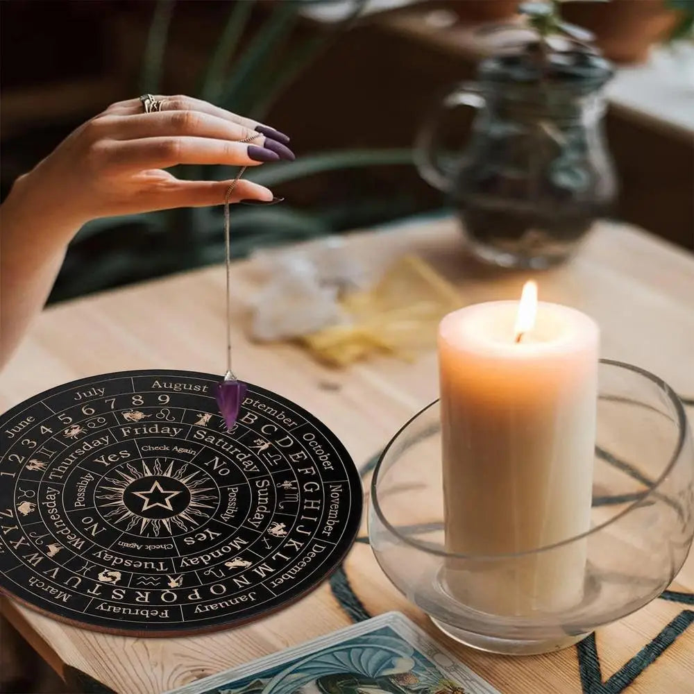 New Wooden Pendulum Board Star Pendulum Board Dowsing Divination Board Energy Carven Plate Healing Meditation Board Ornaments