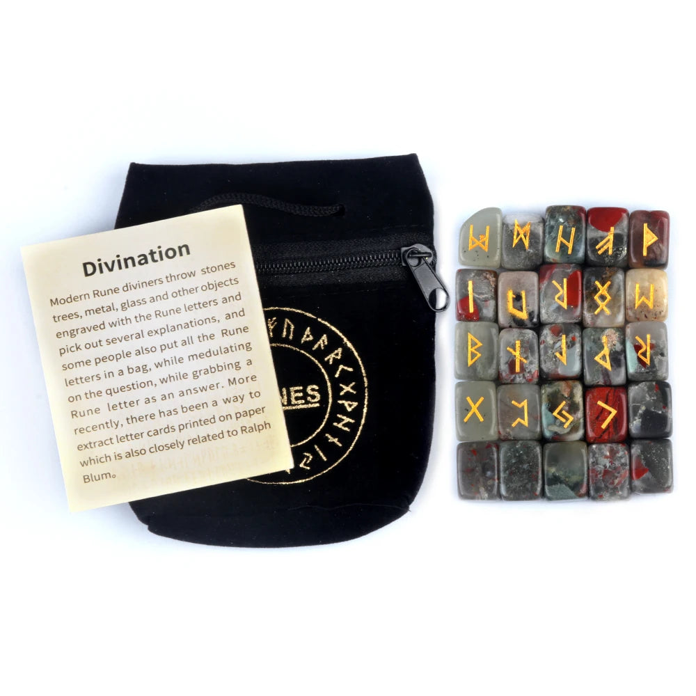25pcs/set Natural Rune Stones Energy Stones For Divination Irregular Fortune-telling Rune Engraved Healing Stones