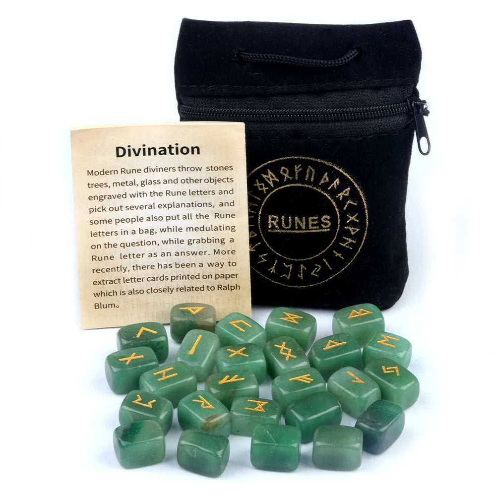 25pcs/set Natural Rune Stones Energy Stones For Divination Irregular Fortune-telling Rune Engraved Healing Stones